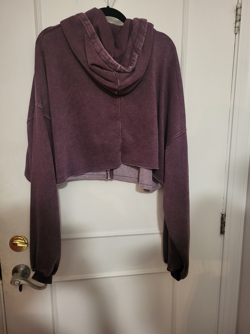 Fashion Nova On The Go Washed Fleece Cropped Zip-Up Hoodie - Purple / 3X - Picture 4 of 7